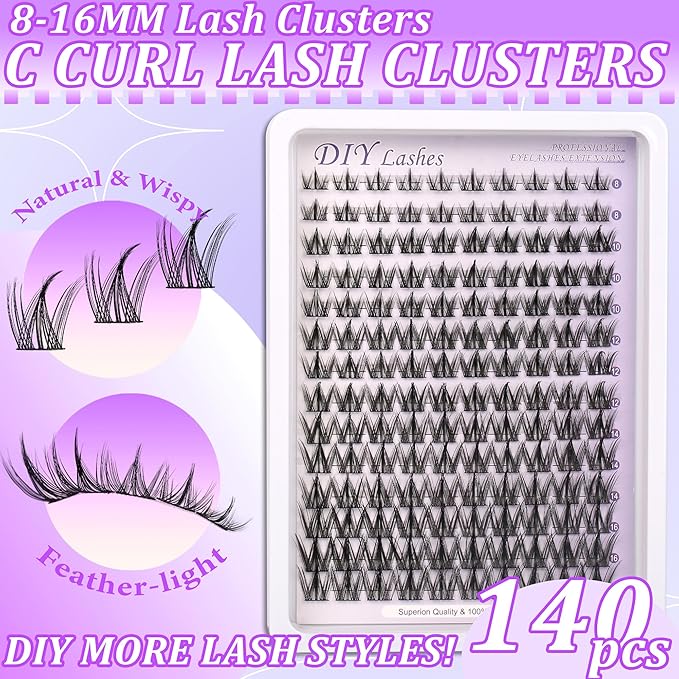 Himirell Lash Clusters Wispy Eyelash Cluster Eyelash Extensions Clusters Lashes Extension Natural Look Eyelashes Fairy Lash Clusters Manga Individual Lashes for Self Application (8-16MM)