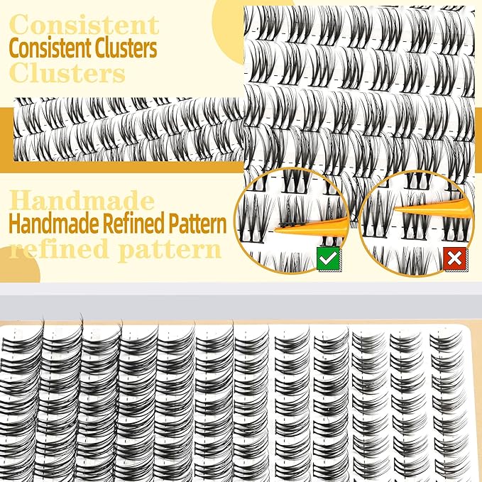 Leefrei Eyelash Clusters 10-18mm Lash Clusters Wispy Kit D Curl DIY Cluster Lash Extension Kit Individual Lashes Kit With Bond & Seal, Glue Remover, Tweezers(LF04 Lashes Set)