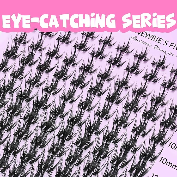 VEYESBEAUTY Lash Clusters Kit Eyelash Extensions Thin & Invisible Band Individual False Eyelashes Newbie's Five-Second Series Wispy Lash Tray for Self-application, Camellia Lashes 8-18mm Mixed Length