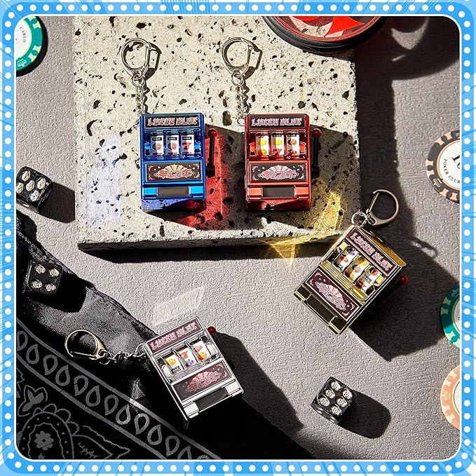 Panelee Slot Machine Keychain Bulk Las Vegas Keychains Mini Casino Kawaii Decoration for Las Vegas Carnival Party Gifts