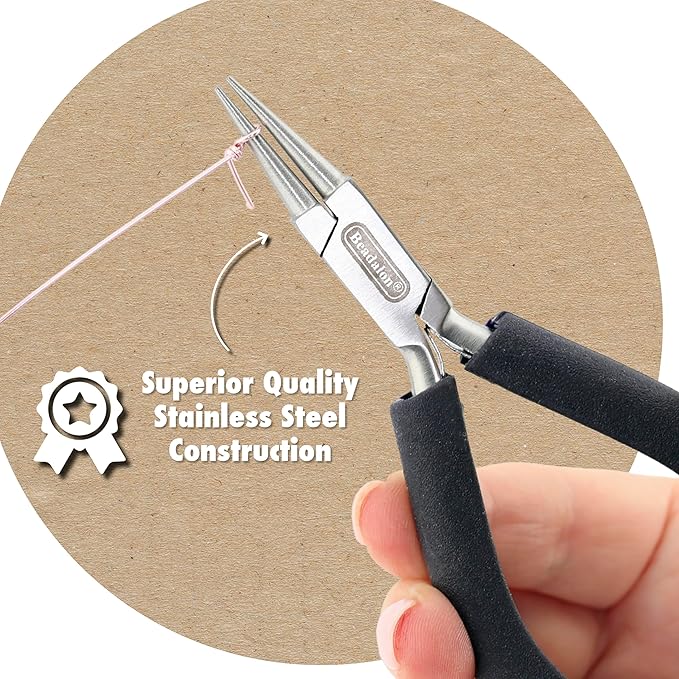 Beadalon Designer Series Flat Nose Pliers, Purple Vinyl-Free Grips, Stainless Steel, Box Joint, Double Leaf Springs, 4.75 in
