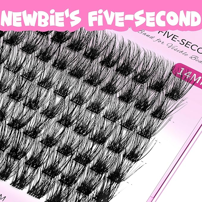 VEYESBEAUTY Lash Clusters Individual Eyelash Extensions Thin & Invisible Band DIY False Eyelashes for Self-application Newbie's Five-Second Series Wispy Lash Tray, Dreamy 10mm Single Length