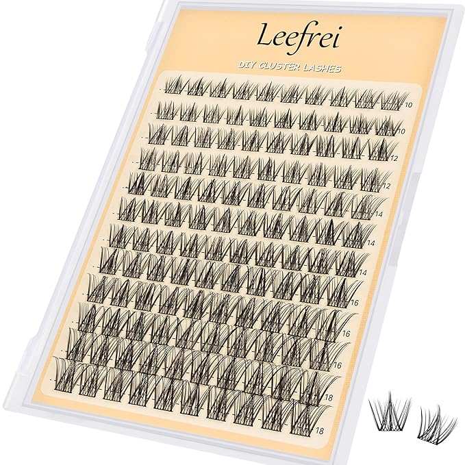 Leefrei Eyelash Clusters Set 10-18mm Wispy Lash Clusters D Curl DIY Cluster Lash Extension Kit Individual Lashes Kit With Bond & Seal, Glue Remover, Tweezers(LF02 Lashes Set)