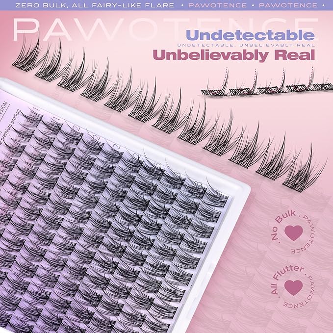 Pawotence Natural Lash Clusters Wispy Eyelash Clusters 120pcs Fairy Lashes Cluster Eyelash Extensions Individual Cluster Lashes for DIY Lash Extension