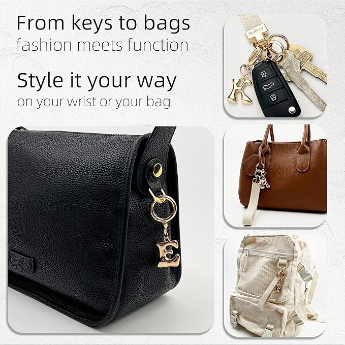 Stretchy Wristlet Initial Keychain, Key Chains Women Cute with Keyring, Llaveros para Mujer, Car Key Accessories