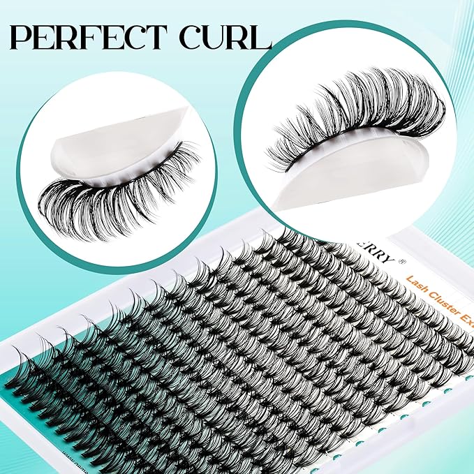 GEMERRY Lash Extension Kit DIY 280pcs Lash Clusters Kit Eyelash Extension Kit D Curl Individual Lashes Kit with Lash Bond and Seal Lash Tweezers for Self Use（40P+50P-10-18mm)