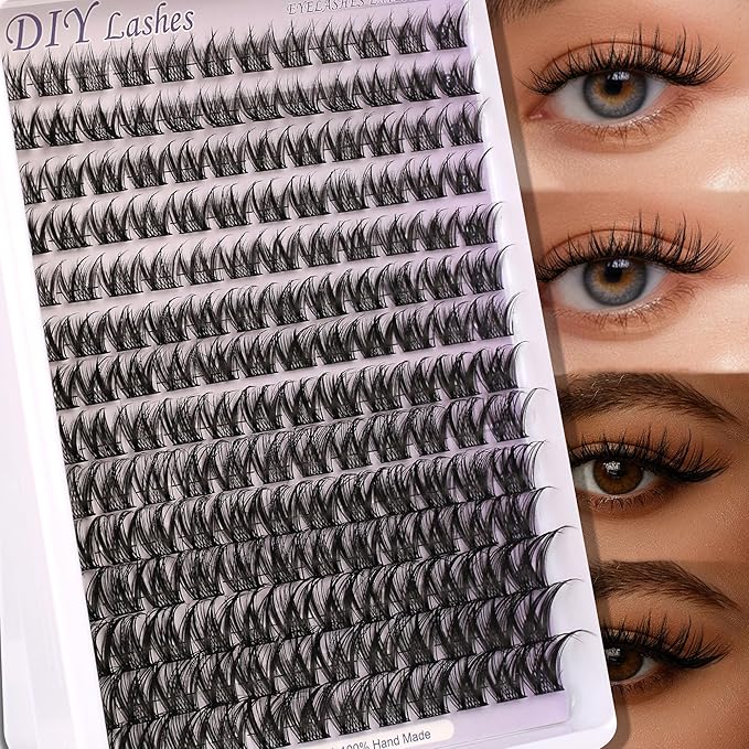 Lash Clusters Natural Wispy Cluster Eyelash Extensions 10-18mm Individual Lashes DIY Cluster Lashes Extension Soft Comfortable Eyelash Clusters with Thin Band by Himirell