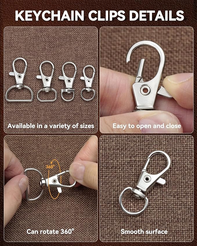 325PCS FIVEIZERO Keychain Making Kit - Keychain Clip with Key Ring, Lobster Claw Clasp, Swivel Snap Hook, Jumprings & Extender Chain for Crafts, DIY Projects & Purse Making Supplies