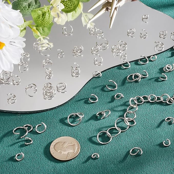 1500Pcs 7mm Stainless Steel Open Jump Rings 16 Gauge Metal O Rings Single Loop Connectors for Jewelry Necklaces Bracelet Earrings Keychains Chainmail DIY Making
