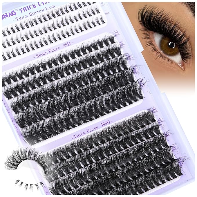 TOOCHUNAG Lash Clusters with Bottom Lashes 80D+100D Cluster Eyelash Extensions Wispy Individual Lashes Bottom Eyelash Clusters 10-18mm Fluttery Volume Clusters Lashes DIY Curly Lash Extension at Home