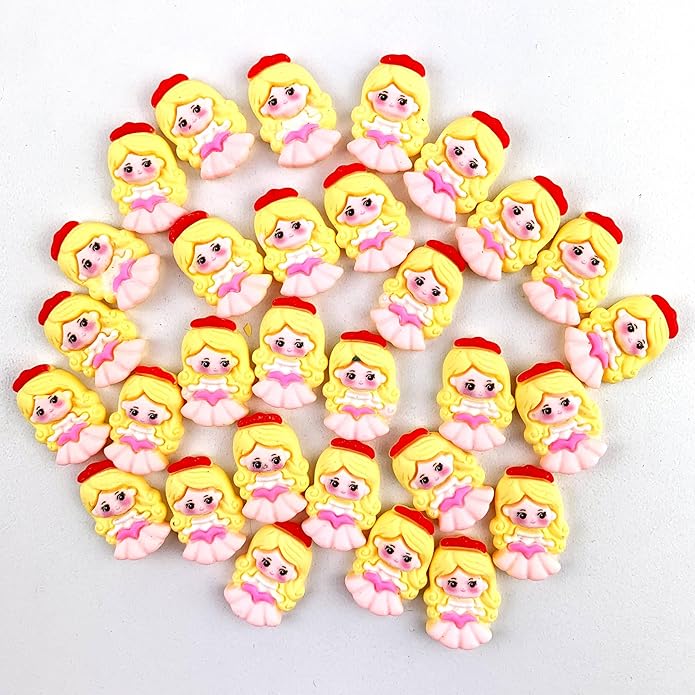 Heyiwell 25PC Flatback Resin Cute Princesses Girls Slime Charms for Scrapbooking Embellishments Making Girls Hairclip Hair Bows Ornament DIY Craft 26X18mm