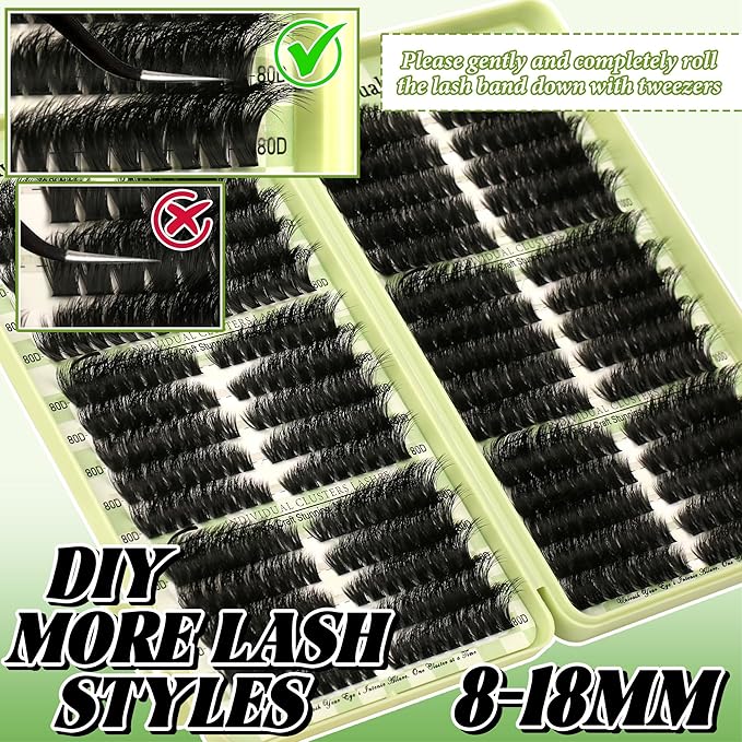 Gmagictobo Lash Clusters Kit Fluffy Wispy Lash Clusters C Curl Cluster Eyelash Extensions Cat Eye Lashes Clusters 510Pcs Volume Individual Lashes Lash Glue Lash Tweezers
