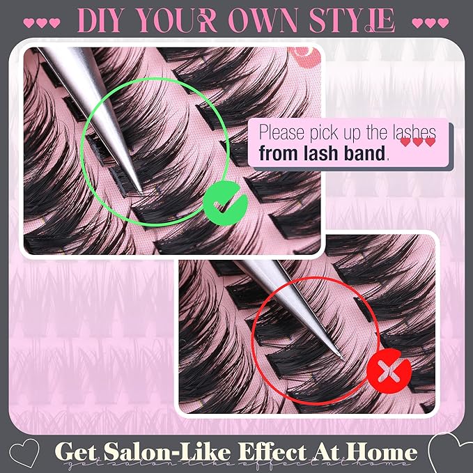 Spikes Lash Clusters Wispy Eyelash Clusters with Bottom Lashes Spiky Volume Cluster Eyelash Extensions Thick Cluster Lashes D Curly 5-18MM 60D DIY Individual Lashes by Lvmixwig