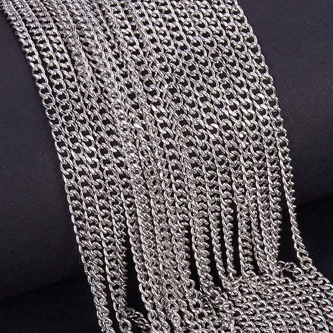 33Feet Stainless Steel Chunky Curb Chains Twisted Links Chain Bulk with Spool for Jewelry Making