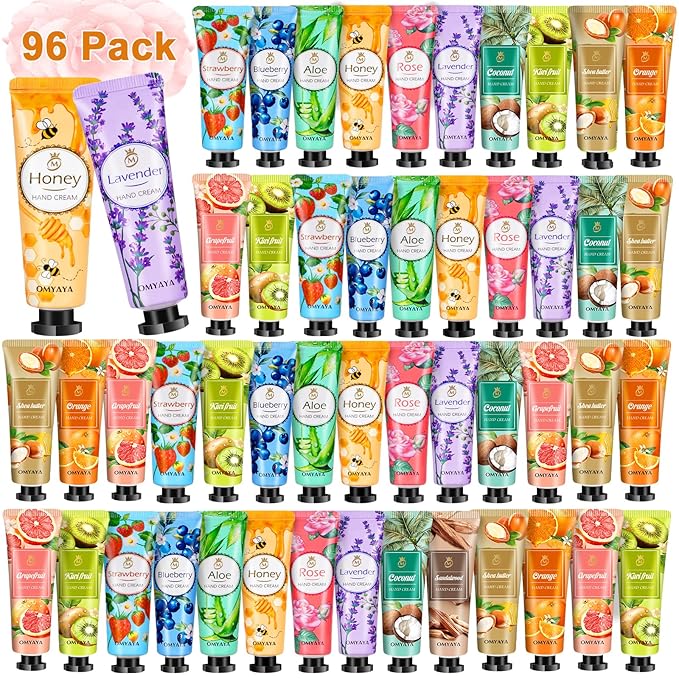 LFENYIGI 96 Pack Hand Cream Gifts Set For Women, Bulk Hand Lotion Travel Size for Dry Cracked Hands, Mini Hand Lotion Bulk for Christmas Stocking Stuffers Party Favors & Baby Shower Favors For Guests