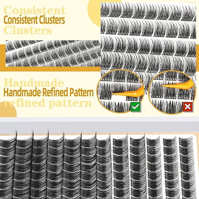 Leefrei Eyelash Cluster 10-18mm Wispy Eyelash Clusters D Curl DIY Lash Extension Natural Lash Clusters Individual Lashes (LF05 Lashes Only)