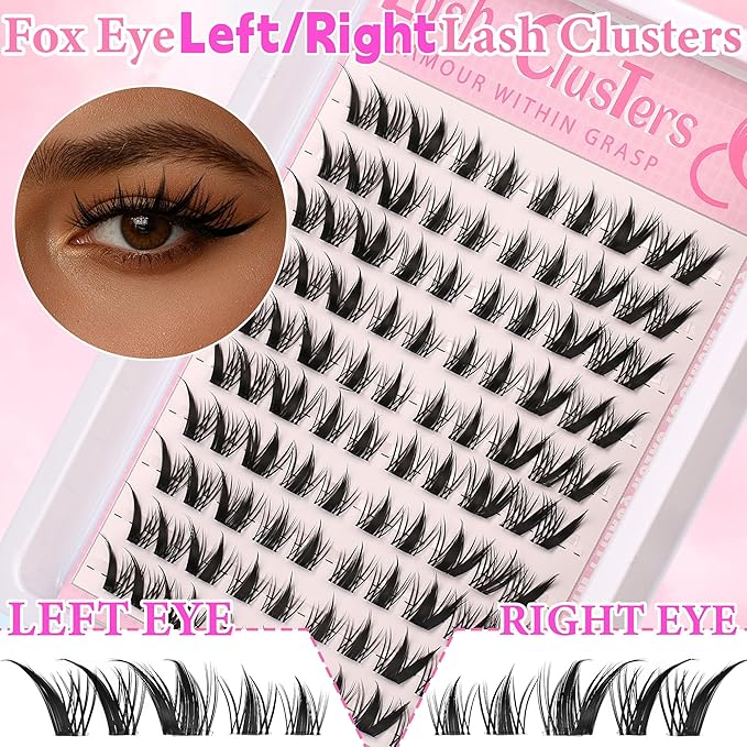 Himirell Cat Eye Lash Clusters Kit Spiky Cluster Eyelashes Kit Fairy Eyelash Clear Cluster Anime Individual Lashes Natural Lash Extension Cluster Wispy Manga Cluster Lash Kit