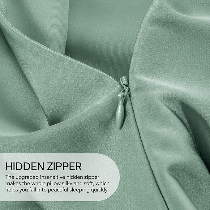 INFIIXSO Mulberry Silk Pillowcase for Hair and Skin, Silk Pillow Cases Standard Size with Hidden Zipper 20x26 Inches, Super Smooth and Soft Cooling Pillow Cases for Hot Sleepers(Mint Green, 1 Pack)