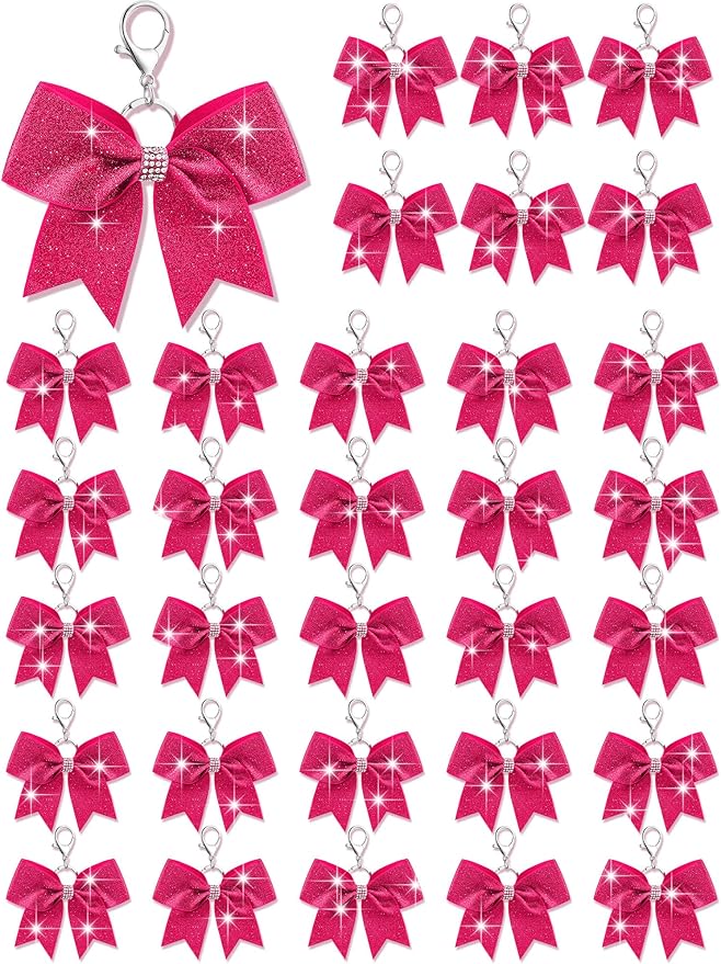 Tondiamo Cheer Bow Keychain Cheer Keychain with Rhinestones Cheerleader Keyrings for Teen Cheerleading Sports Accessory