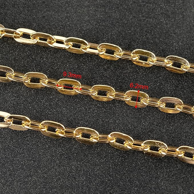 UMAOKANG 10 Meters Gold Plated Chain for Jewelry Making Aluminum Chain Roll Flat Paperclip Necklace Chain for Women Jewelry DIY Supplies Findings