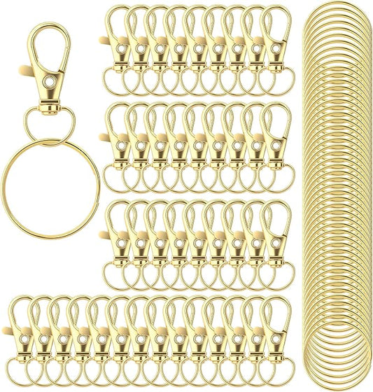 100PCS Keychain Hooks with Key Rings，Metal Swivel Lobster Claw Clasps, for Keychain Clip Lanyard, Jewelry Making, Crafts