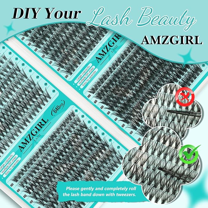 Lash Clusters 4 Style Cluster Lashes 640PCS Eyelash Extension 30D+40D+50D+60D Individual Lashes DIY Lash Extension Natural Black Cluster Eyelash Extensions at Home for Beginners(D-Mix9-16mm)