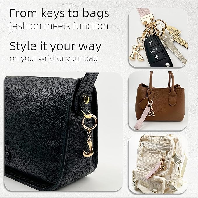 Stretchy Wristlet Initial Keychain, Key Chains Women Cute with Keyring, Llaveros para Mujer, Car Key Accessories