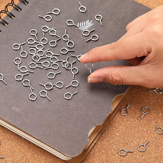 AUGSUN Eye Screws, 300PCS 0.63 Inch Screw Eyes Hooks Heavy Duty Screw Eyes Bolts Hooks Ring Screws for Hanging Artwork