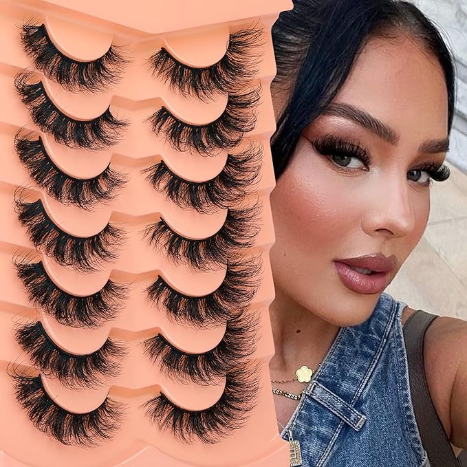 Mink Lashes Wispy False Eyelashes Fluffy D Curl Faux Mink Lashes 14mm Natural Look False Lashes Short Strips Lashes by Focipeysa