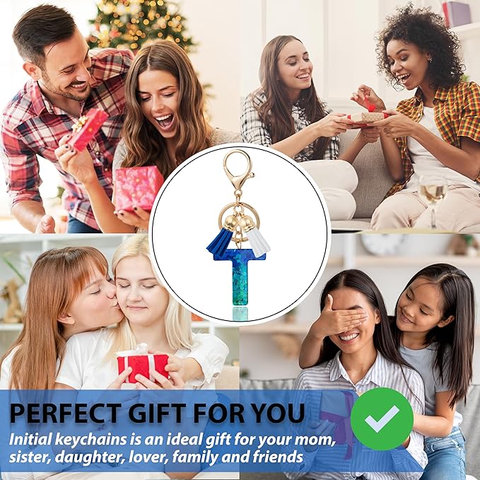 Initial Letter Keychain Cute Resin with 2 PU Tassel, Letter Keychain for Backpack Charms, Initial Keychains for Women