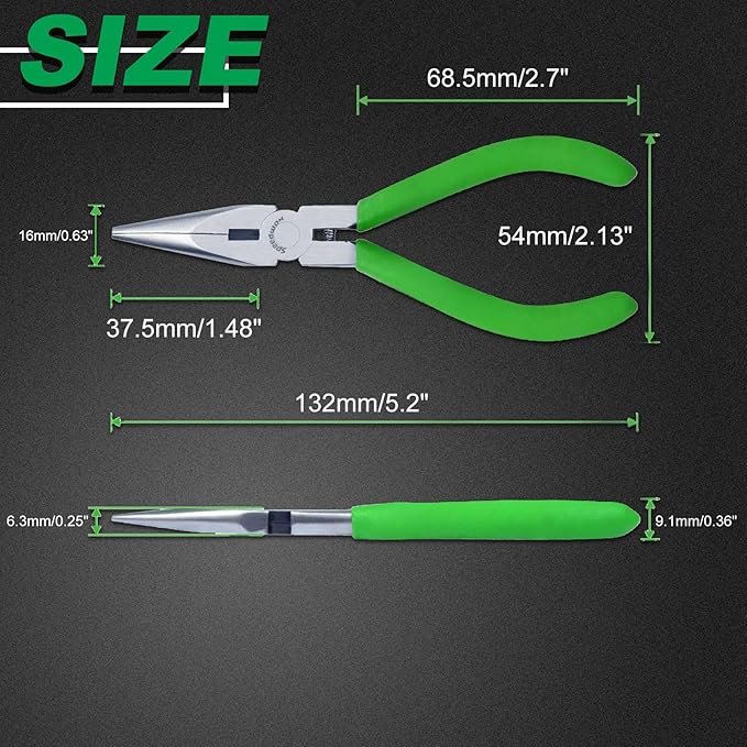 SPEEDWOX 5 Inch Long Nose Pliers with Cutter and Chain Nose Pliers for Jewelry Making
