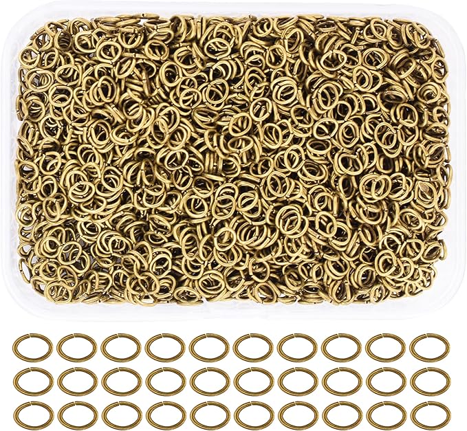 Mandala Crafts 5x4mm Antique Brass Oval Jump Rings - 2400 Pcs Oval Open Jump Rings Kit for Jewelry Making & Crafting