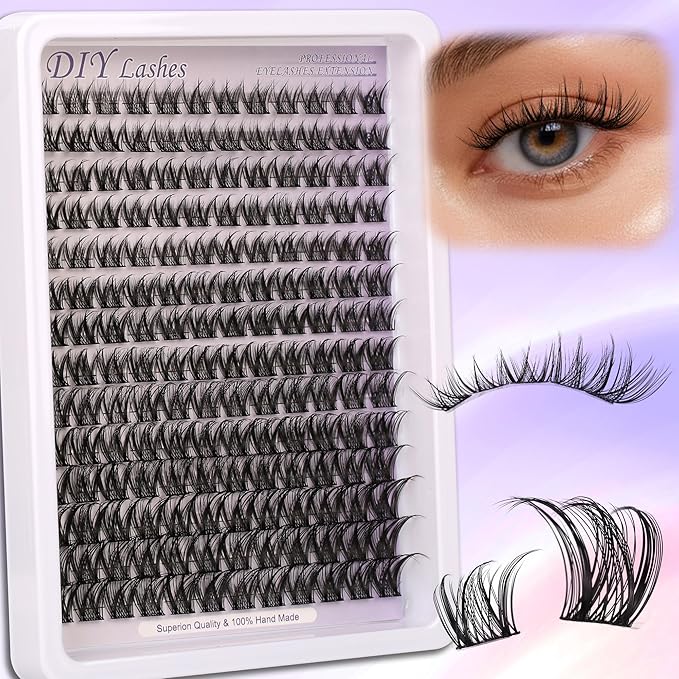 Lash Clusters Natural Wispy Cluster Eyelash Extensions 10-18mm Individual Lashes DIY Cluster Lashes Extension Soft Comfortable Eyelash Clusters with Thin Band by Himirell