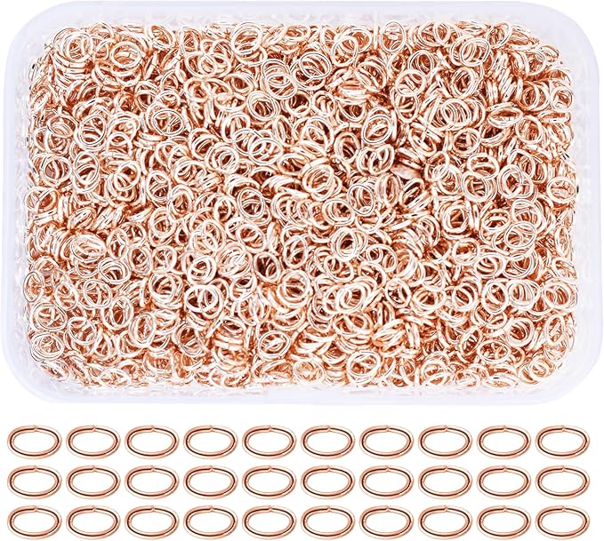 Mandala Crafts 5X4mm Rose Gold Oval Jump Rings Jewelry Findings Metal O Rings for Jewelry Making Supplies - 2400 Small Open Jump Rings Kit for Necklace Earring