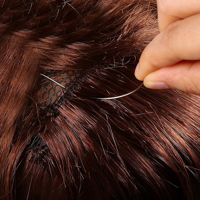 Boao 50 Pcs Hair Needles Curved Hair Extension Needles for Sewing Wig Making, Carpet Leather, Canvas Repairing, Modelling and Crafts, Small and Big