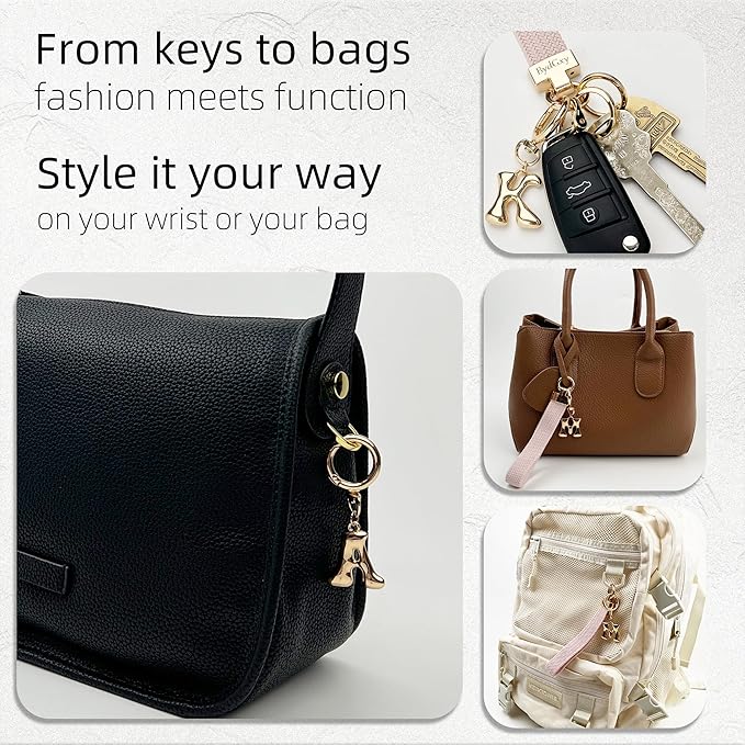 Stretchy Wristlet Initial Keychain, Key Chains Women Cute with Keyring, Llaveros para Mujer, Car Key Accessories