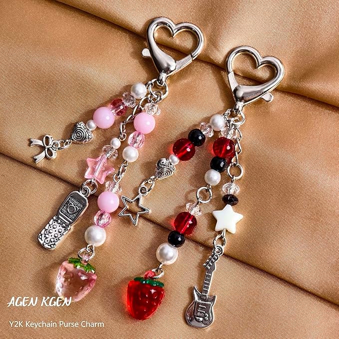 Novelty keychains Aesthetic Y2K Keychain Charms Stylish Keychains Accessories for Women Bag Purse Gifts