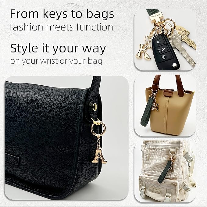 Stretchy Wristlet Initial Keychain, Key Chains Women Cute with Keyring, Llaveros para Mujer, Car Key Accessories
