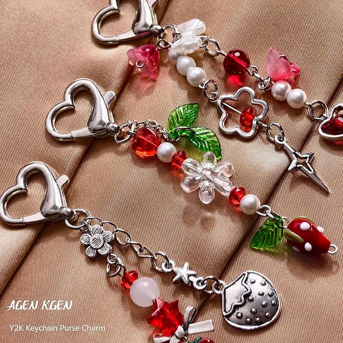Novelty keychains Aesthetic Y2K Keychain Charms Stylish Keychains Accessories for Women Bag Purse Gifts