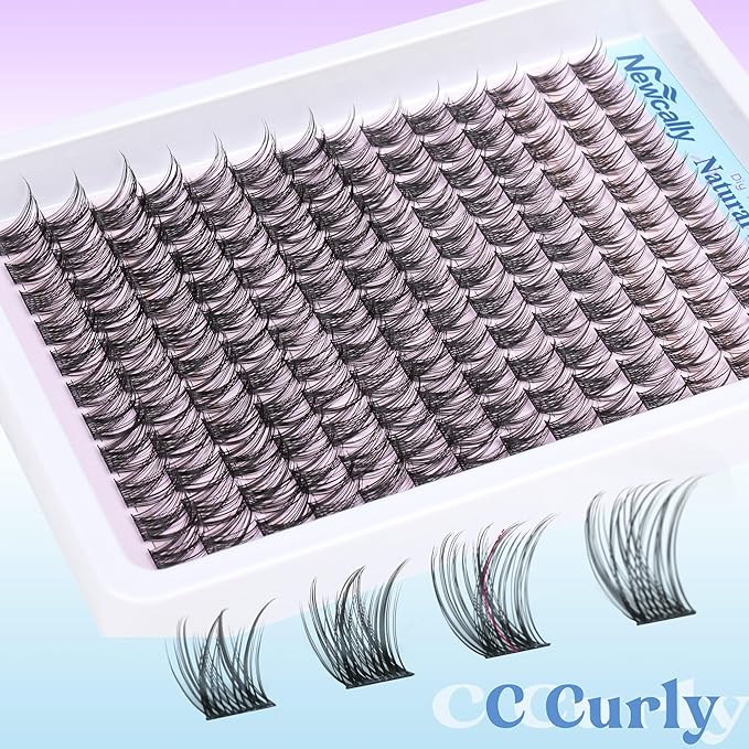 Lash Clusters Kit Wispy Natural Cluster Eyelash Extension Kit DIY Lash Extension Kit C-curly 10-16MM Eyelash Clusters Volume Individual Lashes Kit by Newcally
