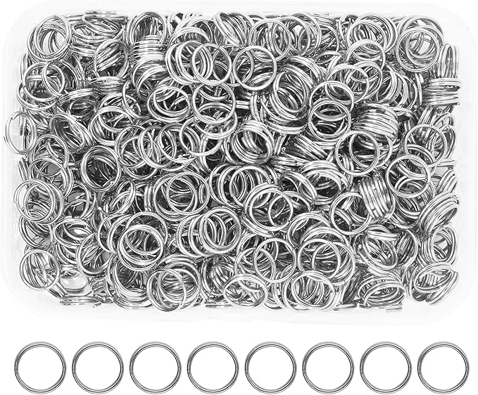Mandala Crafts 8mm Stainless Steel Double Jump Rings for Jewelry Making - 670 Pcs Small Split Key Rings Set for Crafts, DIY Keychains, and Accessories