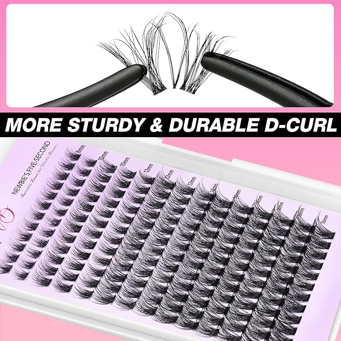 VEYESBEAUTY Lash Clusters Individual Eyelash Extensions Thin & Invisible Band DIY False Eyelashes for Self-application Newbie's Five-Second Series Wispy Lash Tray, Siren 8-16mm Mixed Length