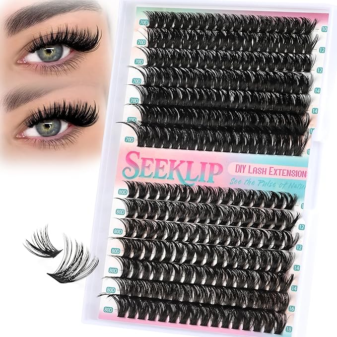 Lash Clusters Thick Volume DIY Lash Extensions 245Pcs 70D 80D Dramatic Individual Lashes 10-18MM Mixed D Curl Fluffy Eyelash Extensions Soft Thick Cluster Lashes (70D+80D)