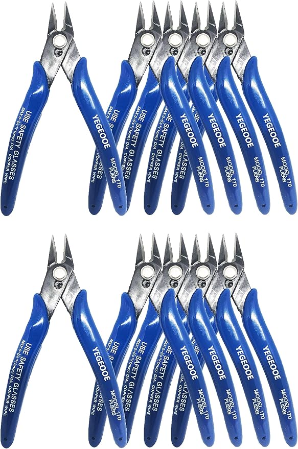 Small Wire Cutters, 10PACK Precision Diagonal Cutting Pliers Side Cutter, Nippers, Micro Flush Cutters, Shear Cutters, Wire Snips