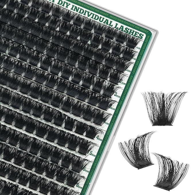 Lash Clusters 182Pcs Eyelash Clusters KEYYOU 200D D Curl 9-18MIX Clusters Lashes Thick Super Soft Wispy DIY Eyelash Extension at Home(200D-D,9-18MIX)
