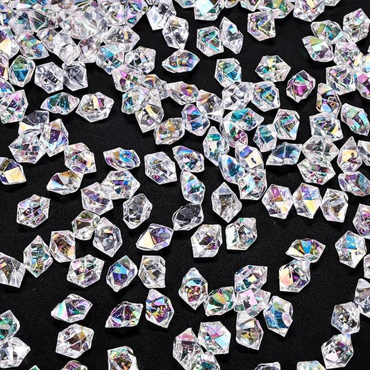DomeStar 550PCS Bright Clear Vase Fillers, Acrylic Fake Crushed Ice Rocks Clear Gems Crystals Plastic Diamonds for Vase Fillers Centerpiece Fish Tank Table Scatter Photography Props Display Decoration