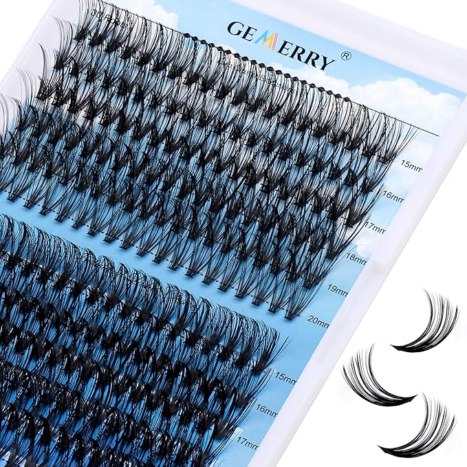 Individual Lashes 240pcs Large Tray 0.07mm 30P+40P D Curl Mix 15-20mm Lash Clusters Soft&Fluffy Cluster Lashes Mink Lash Extension Clusters Mixed Tray False Eyelashes By GEMERRY