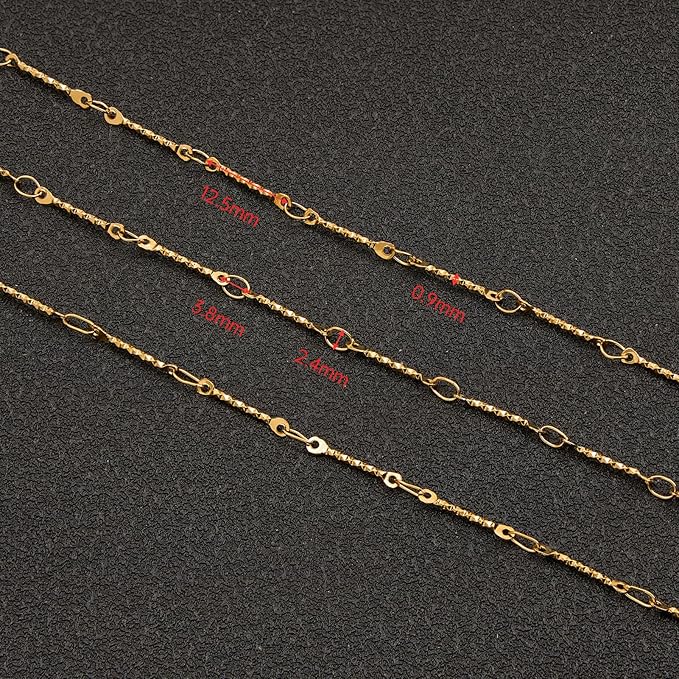UMAOKANG 5 Meters Gold Plated Jewelry Making Chains on Spool Dainty Stainless Steel Stick Chain Bulk Thin Craft Chain Roll