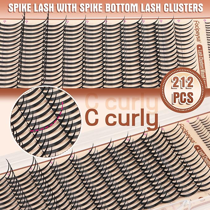 Focipeysa Spike Clusters Eyelashes with Bottom Lashes 11-21mm Clusters Lash Extensions Manga Premade Fan Eyelashes Extensions Wispy Eyelashes Extension Cluster Get Salon Effect