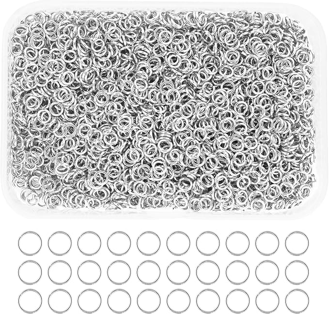 Mandala Crafts Assorted Silver Color Jump Rings Jewelry Findings Metal O Rings for Jewelry Making Supplies - 3000 4mm Small Open Jump Rings Kit for Necklace Earring